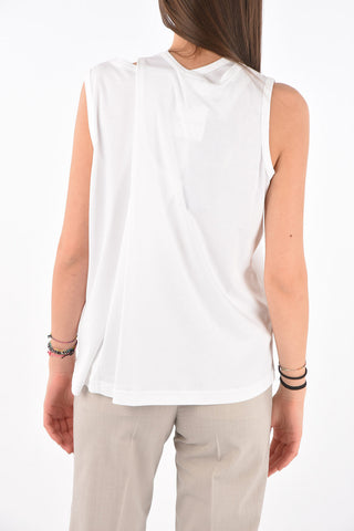 Crew Neck Asymmetric Cotton Tank Top