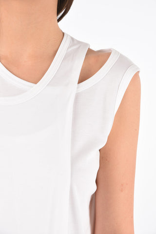 Crew Neck Asymmetric Cotton Tank Top