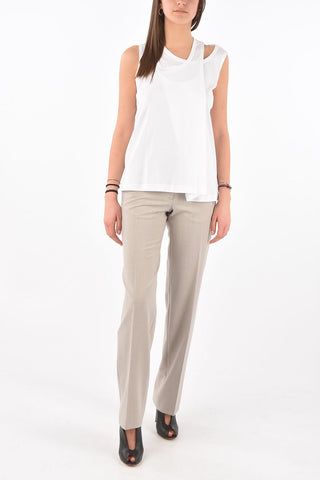 Crew Neck Asymmetric Cotton Tank Top