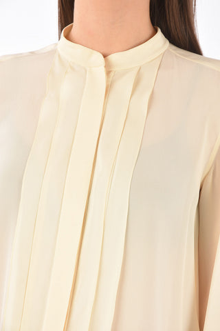 Pleated Cuffs Silk Tuxedo Shirt