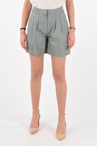 4 Pocket Double-pleated Leather Pants