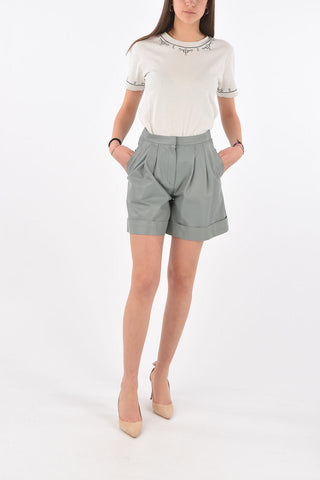 4 Pocket Double-pleated Leather Pants