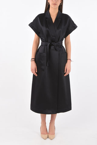 Double-breasted Patch Pocket Midi Dress with Belt