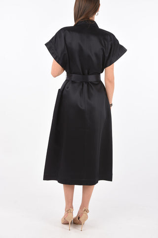 Double-breasted Patch Pocket Midi Dress with Belt