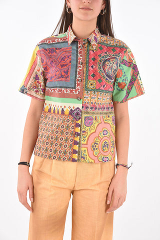 Short-sleeved Patchwork Motif Shirt