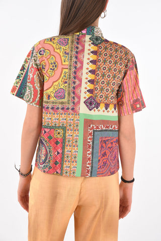 Short-sleeved Patchwork Motif Shirt