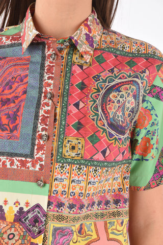 Short-sleeved Patchwork Motif Shirt