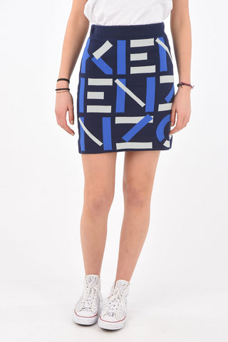 Stretch Fabric Monogram Miniskirt