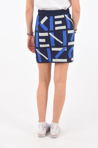 Stretch Fabric Monogram Miniskirt