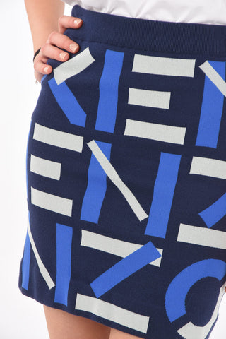Stretch Fabric Monogram Miniskirt