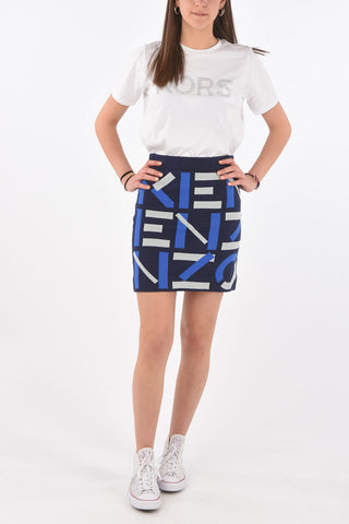 Stretch Fabric Monogram Miniskirt
