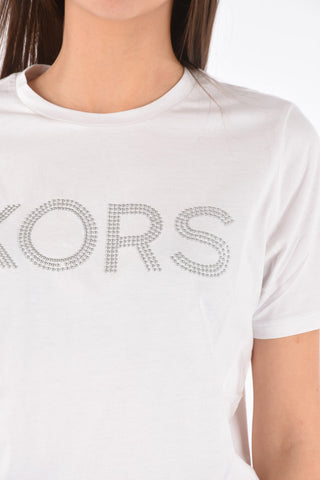 Crewneck T-shirt with Studded Logo