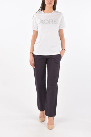 T-shirt con Logo Borchiato