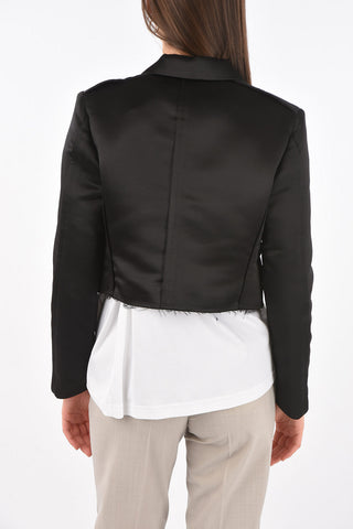 Raw Cut Satin Crop Blazer