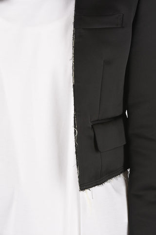 Raw Cut Satin Crop Blazer