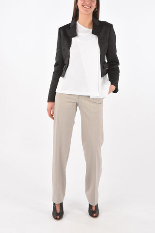 Raw Cut Satin Crop Blazer