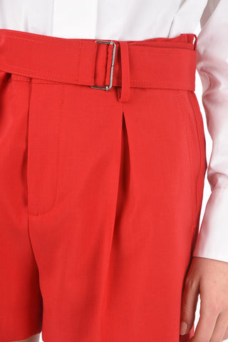 Single-pleated Virgin Wool Shorts with Belt