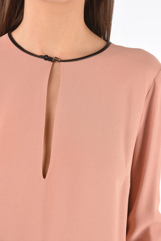 Shift Dress a Maniche Lunghe con Dettaglio in Vernice