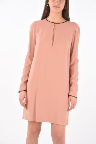 Shift Dress a Maniche Lunghe con Dettaglio in Vernice
