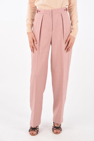 Single-pleated Linen Blend Palazzo Pants
