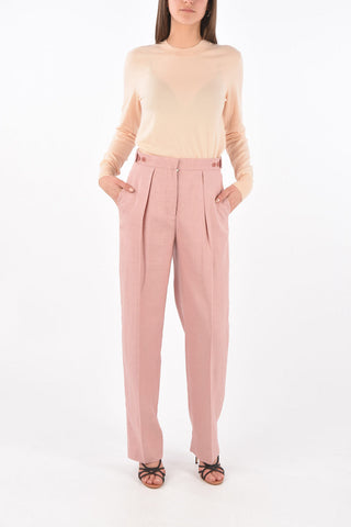 Single-pleated Linen Blend Palazzo Pants