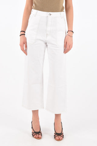 cotton stretch 5 pockets pants with Visible Stitching