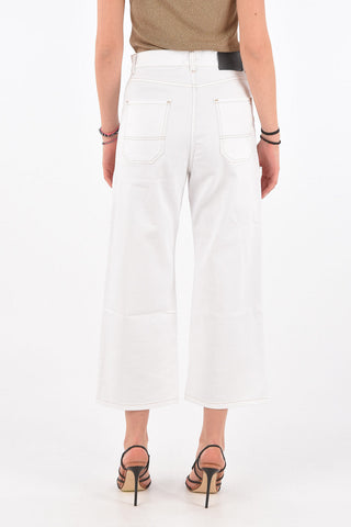 cotton stretch 5 pockets pants with Visible Stitching