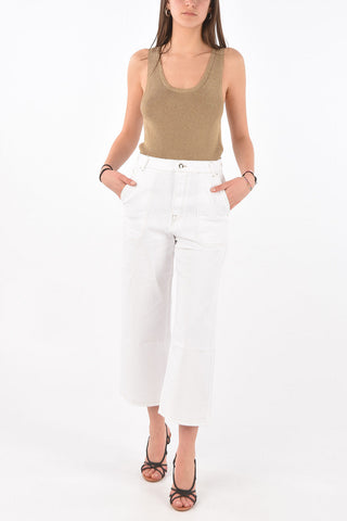 cotton stretch 5 pockets pants with Visible Stitching