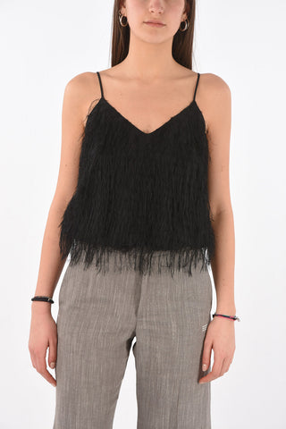 V Neck Eyelash Crop Top