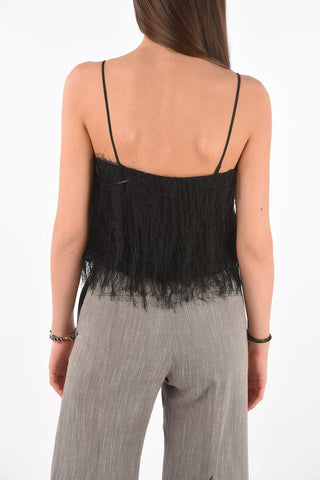 V Neck Eyelash Crop Top