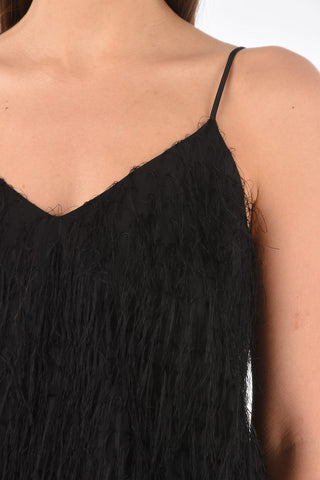 V Neck Eyelash Crop Top