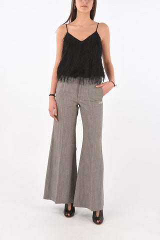 V Neck Eyelash Crop Top