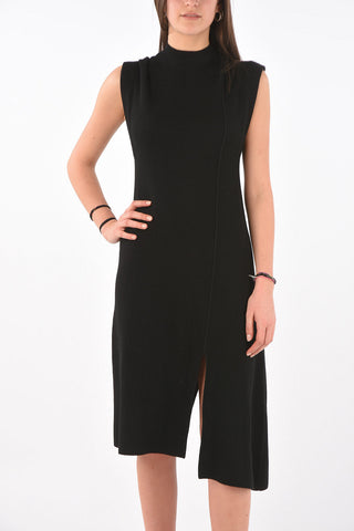 Asymmetric Ribbed Midi Dress