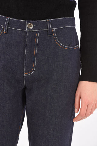 Jeans 5 Tasche Cropped con Cuciture a Vitsa