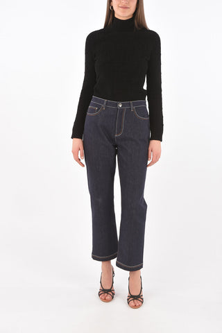 Jeans 5 Tasche Cropped con Cuciture a Vitsa
