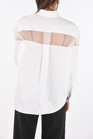 Camicia in Cotone con Dettaglio in Organza di Seta