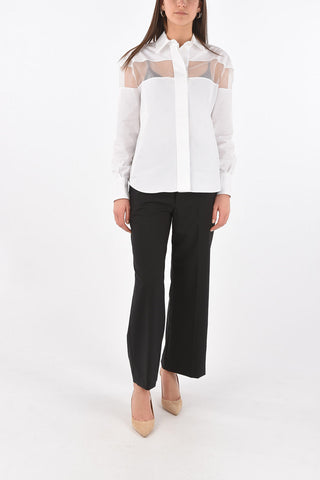 Camicia in Cotone con Dettaglio in Organza di Seta