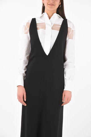 V Neck Stretch Midi Dress