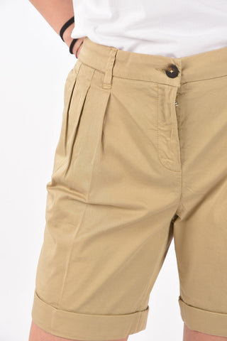 Triple-pleated Cotton Shorts