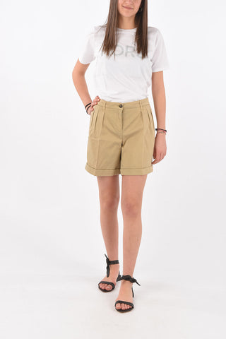Triple-pleated Cotton Shorts