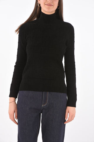 Maglia a Collo Alto in Tessuto Jacquard Monogram