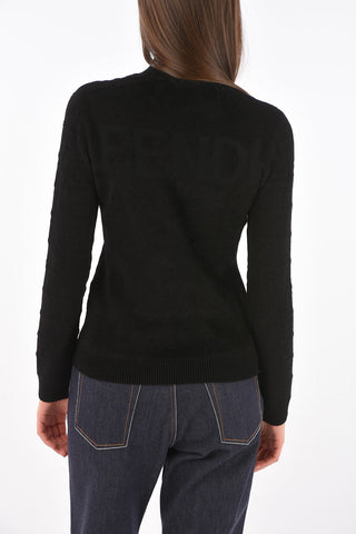 Maglia a Collo Alto in Tessuto Jacquard Monogram