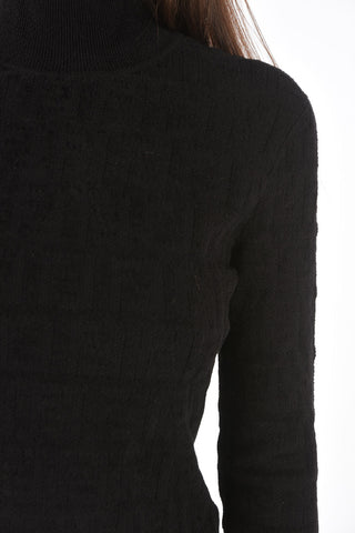 Maglia a Collo Alto in Tessuto Jacquard Monogram