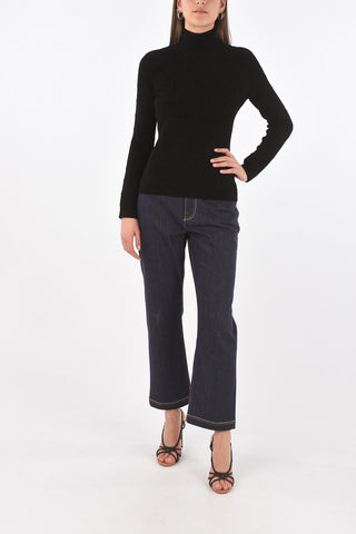 Maglia a Collo Alto in Tessuto Jacquard Monogram