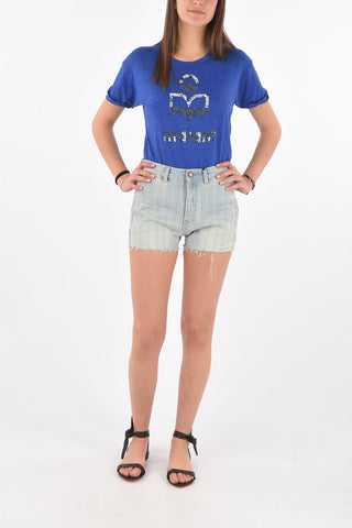 2 Pocket Light Wash Denim Shorts