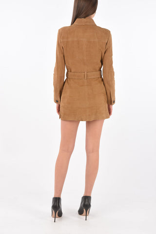 Vestito Sahariano in Suede con Lacci