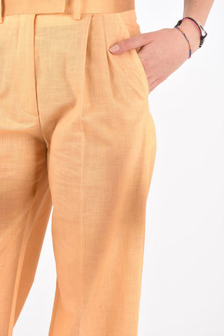 Double-pleated Cotton Palazzo Pants