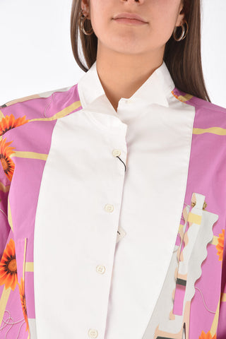Floral Patterned Asymmetric Oversized Shirt