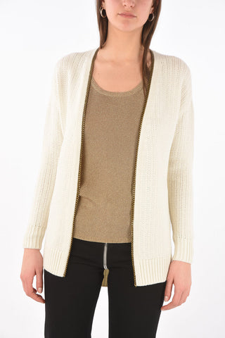 Chain-edged Wool Blend Cardigan