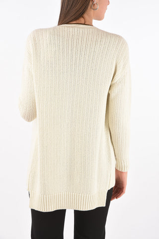 Chain-edged Wool Blend Cardigan